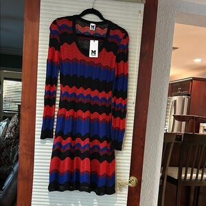 Missoni Long Sleeve Dress - Red, Blue, Black